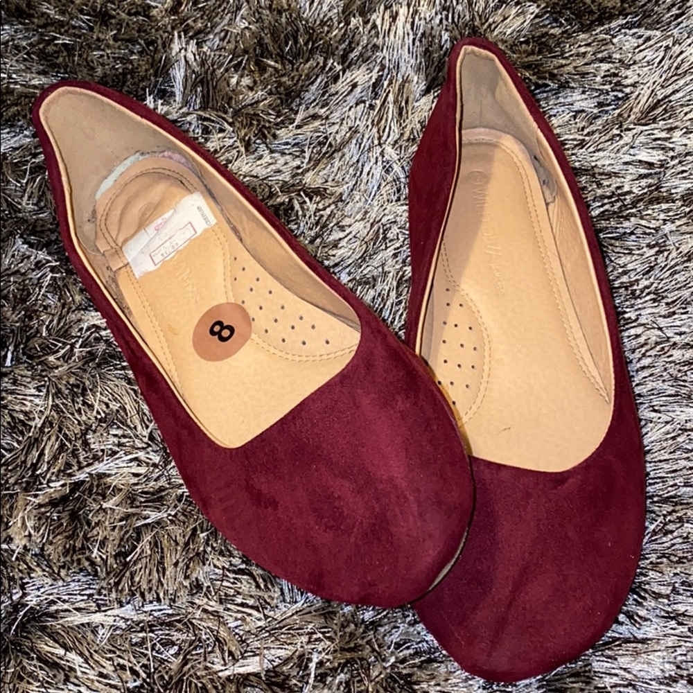 Burgundy suedes flats